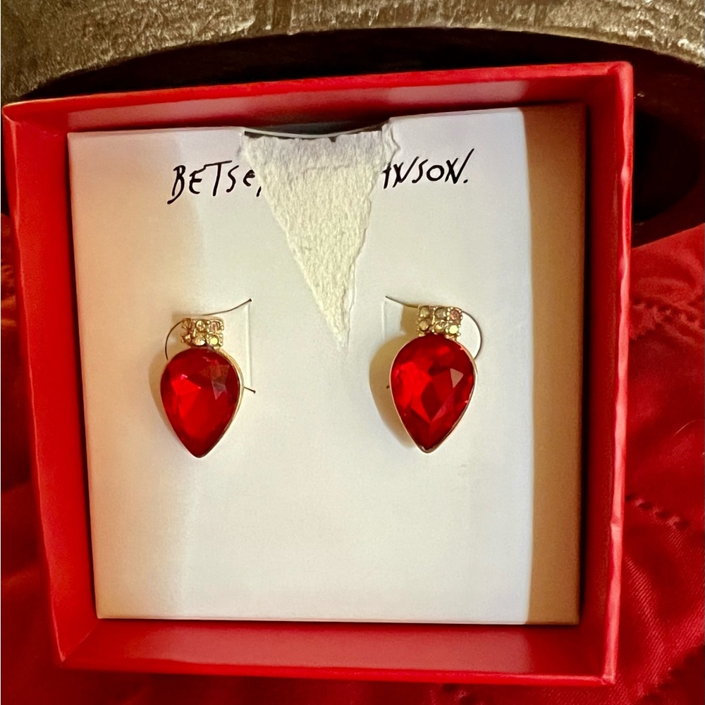 Betsey Johnson Vibrant Red Teardrop Earrings